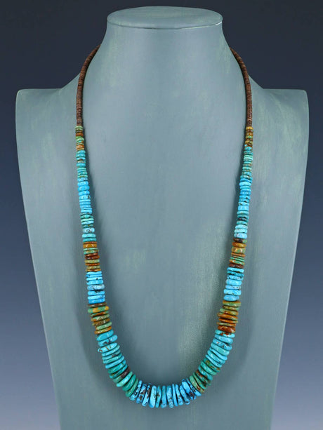 Single Strand Polychrome Graduated Turquoise Necklace - PuebloDirect.com