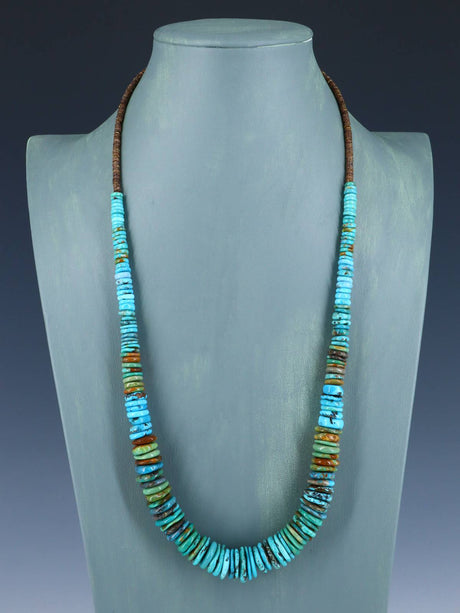 Single Strand Polychrome Graduated Turquoise Necklace - PuebloDirect.com