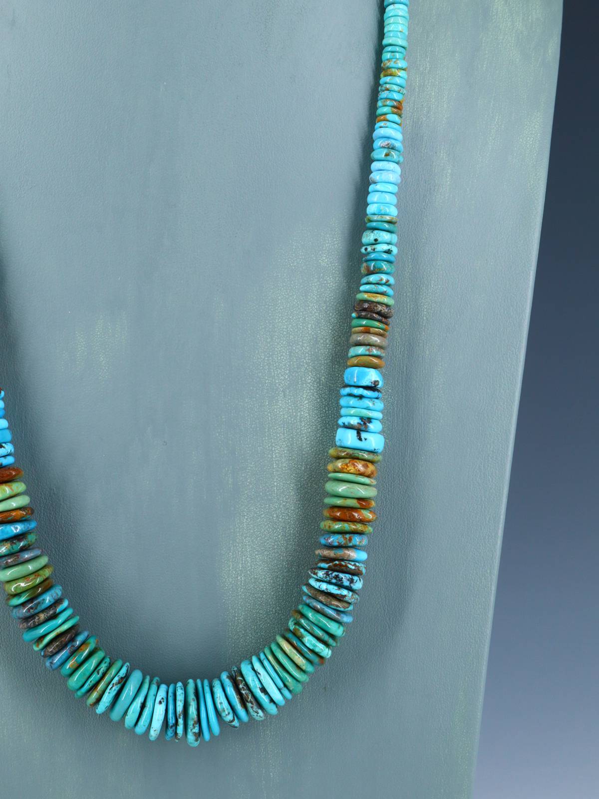 Single Strand Polychrome Graduated Turquoise Necklace - PuebloDirect.com
