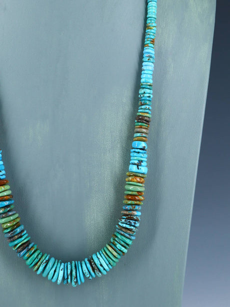 Single Strand Polychrome Graduated Turquoise Necklace - PuebloDirect.com