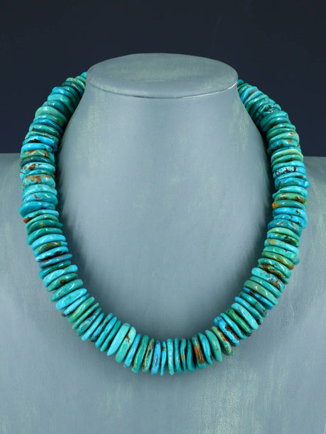 Navajo Single Strand Thick Turquoise Necklace - PuebloDirect.com