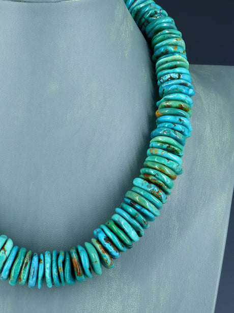 Navajo Single Strand Thick Turquoise Necklace - PuebloDirect.com