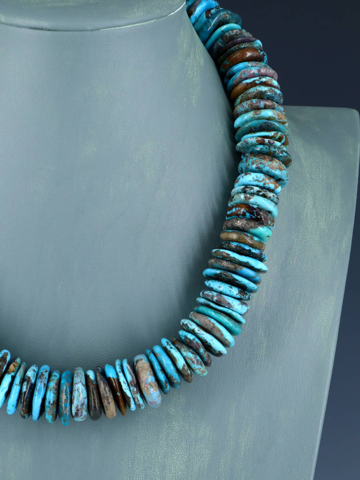 19" Navajo Single Strand Chunky Turquoise Necklace - PuebloDirect.com