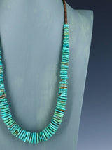26" Navajo Single Strand Turquoise Disc Necklace - PuebloDirect.com