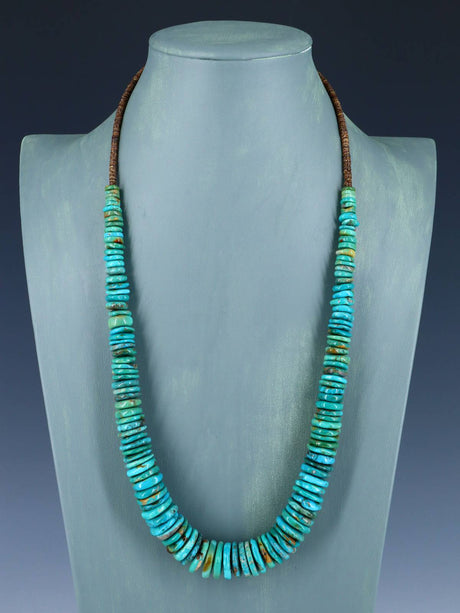 Single Strand Polychrome Graduated Turquoise Necklace - PuebloDirect.com