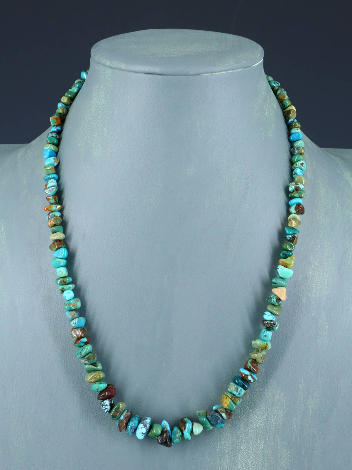 Navajo 20" Single Strand Emerald Valley Turquoise Necklace - PuebloDirect.com