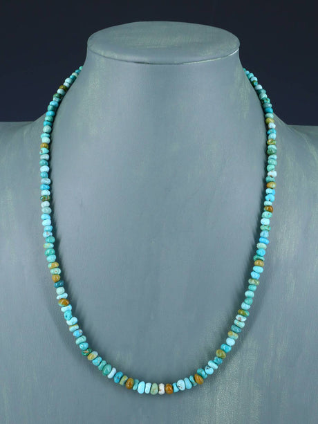 20" Single Strand Polychrome Lone Mountain Turquoise Necklace - PuebloDirect.com