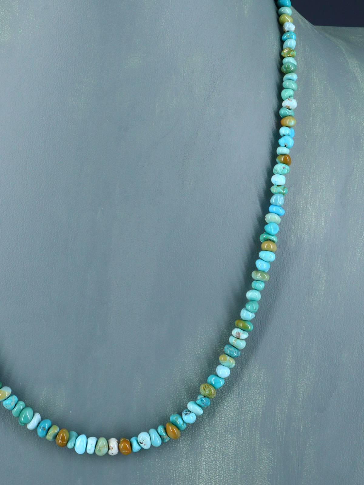 20" Single Strand Polychrome Lone Mountain Turquoise Necklace - PuebloDirect.com