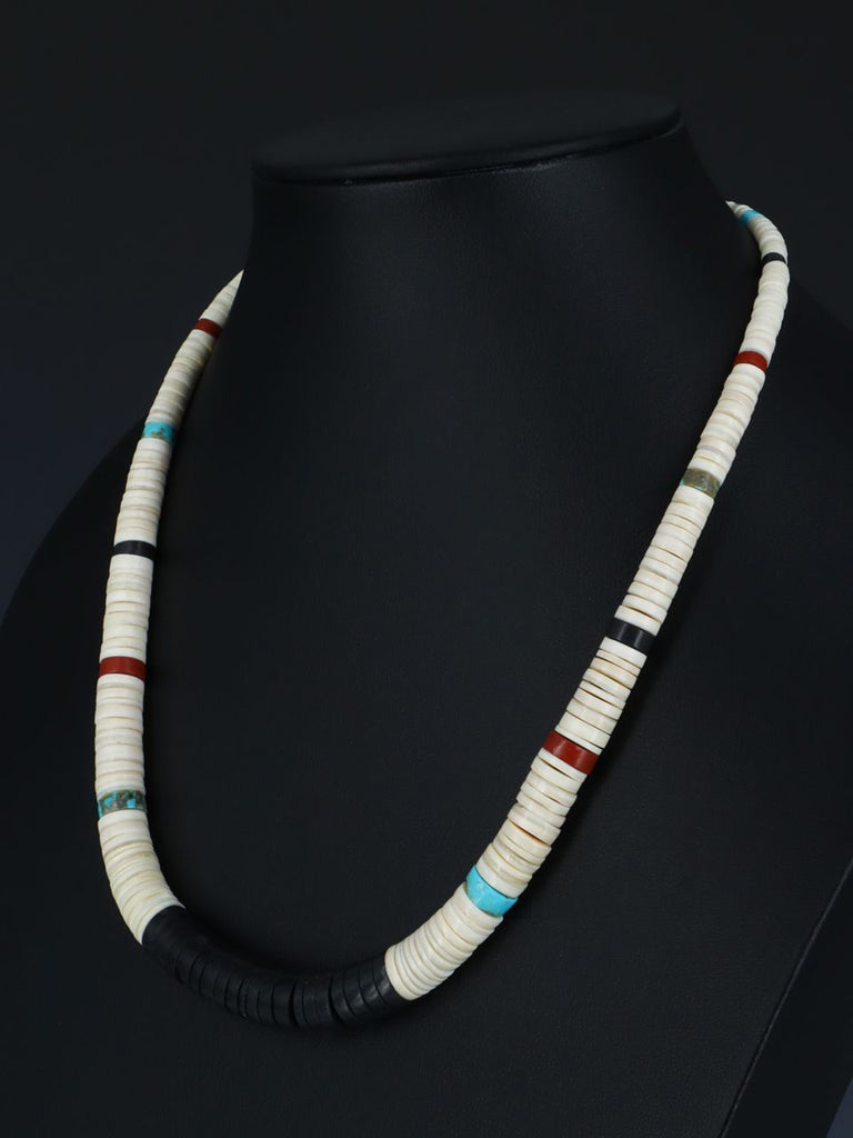 Santo Domingo Shell Jet and Turquoise Necklace - PuebloDirect.com