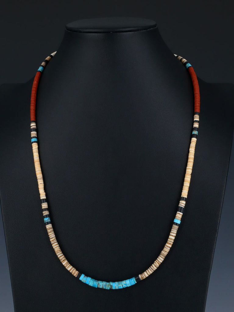 23" Native American Shell and Turquoise Necklace - PuebloDirect.com