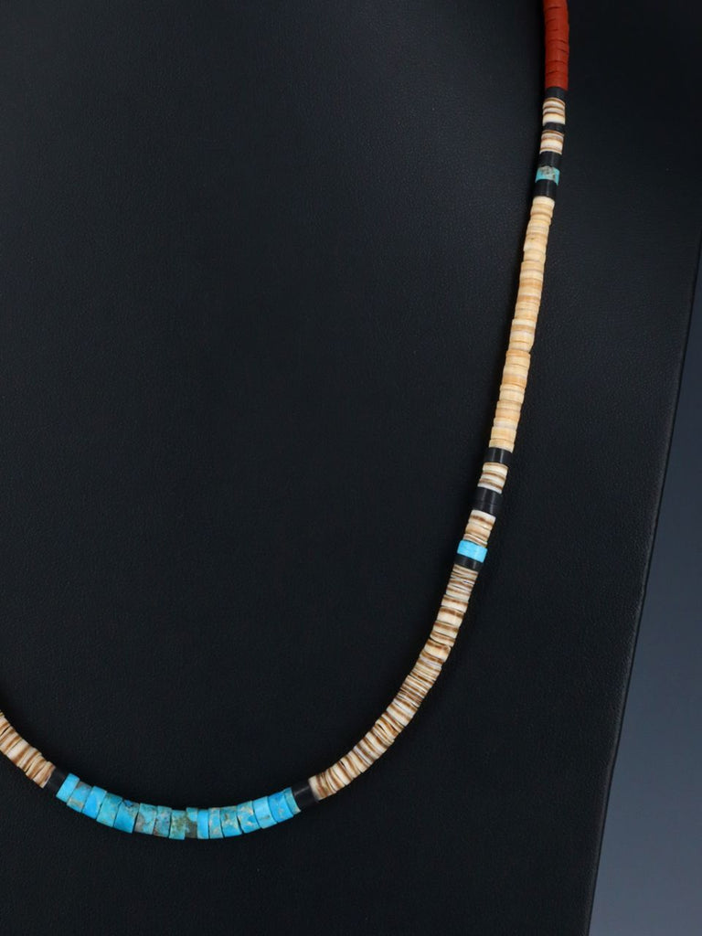 23" Native American Shell and Turquoise Necklace - PuebloDirect.com