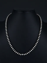 6mm Native American Sterling Silver Beaded Necklace, Multiple Lengths - PuebloDirect.com