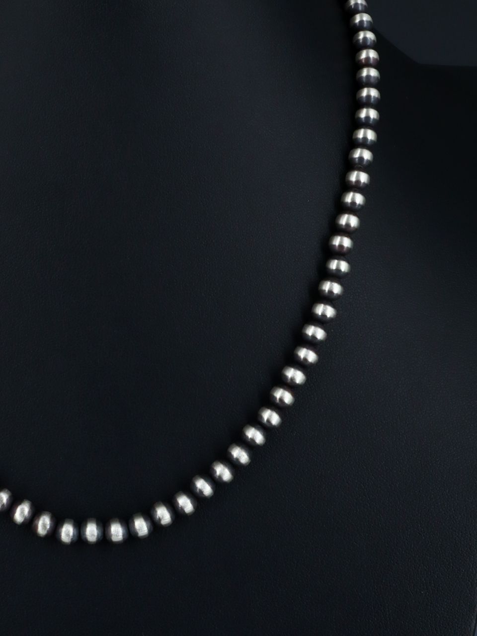 6mm Native American Sterling Silver Beaded Necklace, Multiple Lengths - PuebloDirect.com