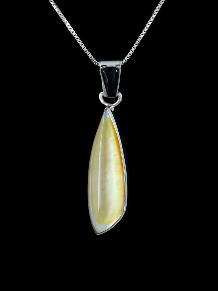Native American Sterling Silver Gold Lip Mother of Pearl Pendant - PuebloDirect.com