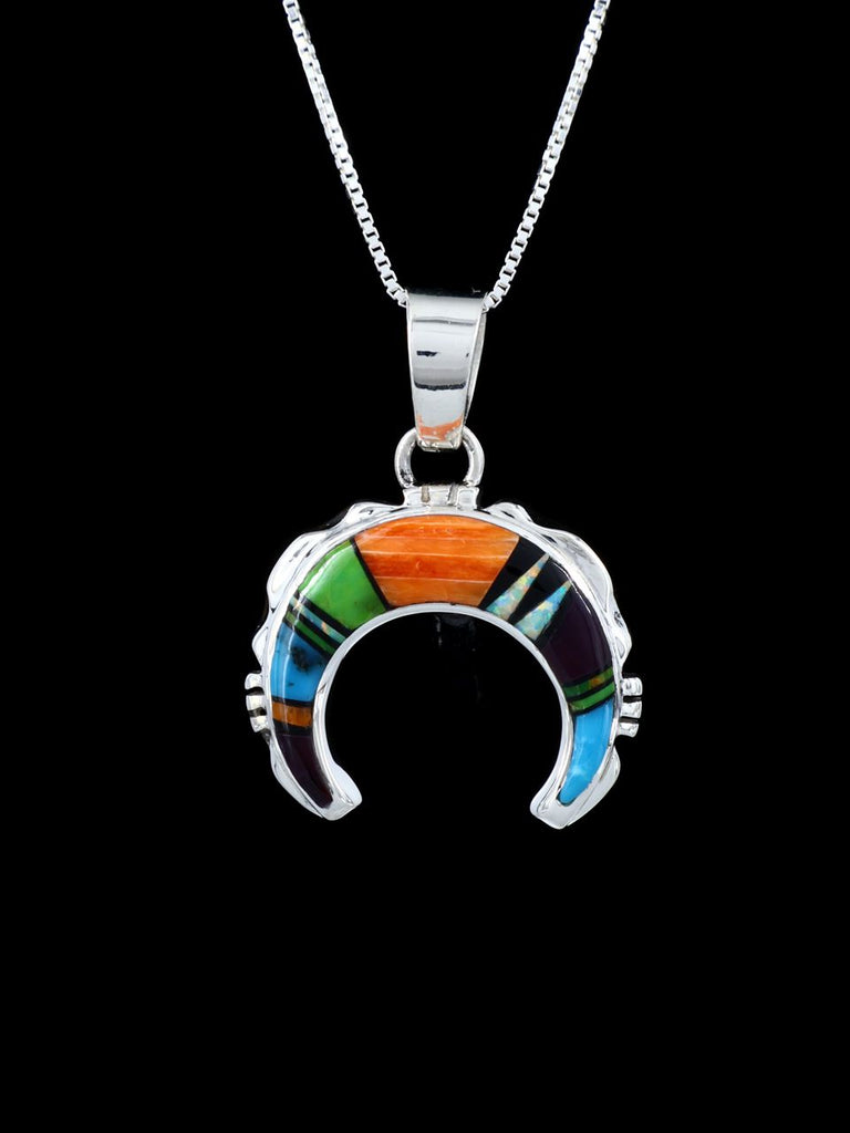 Native American Spiny Oyster and Turquoise Naja Inlay Pendant - PuebloDirect.com
