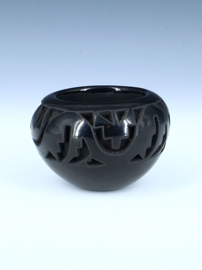 Carved Santa Clara Pueblo Hand Coiled Black Pottery - PuebloDirect.com