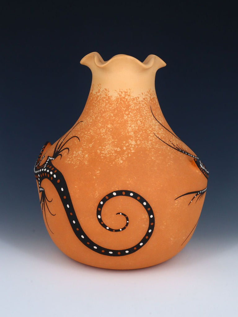 Zuni Pueblo Lizard Hand Made Pottery Bowl - PuebloDirect.com