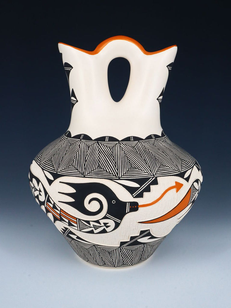 Large Acoma Pueblo Pottery Carved Pottery Wedding Vase - PuebloDirect.com