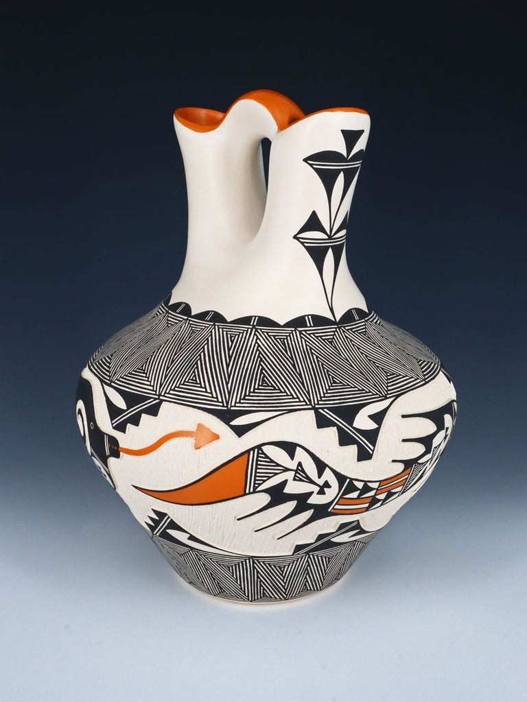 Large Acoma Pueblo Pottery Carved Pottery Wedding Vase - PuebloDirect.com