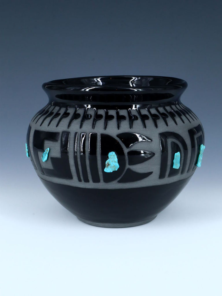 San Juan Pueblo Black Pottery Bowl - PuebloDirect.com