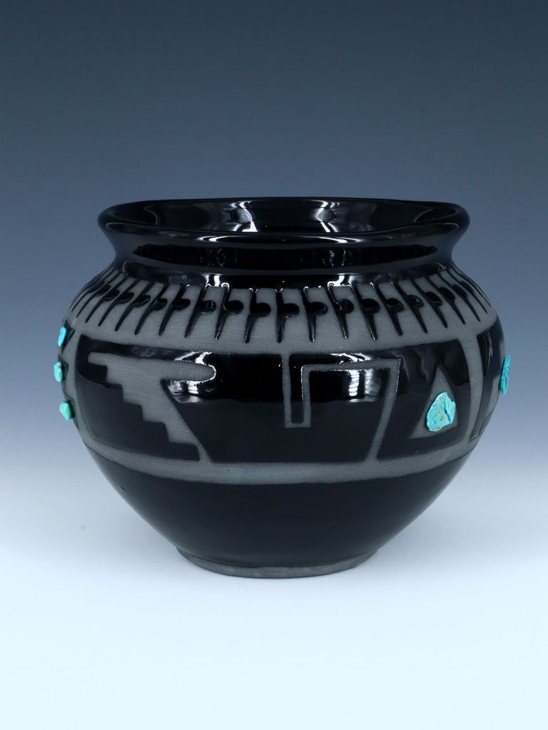 San Juan Pueblo Black Pottery Bowl - PuebloDirect.com