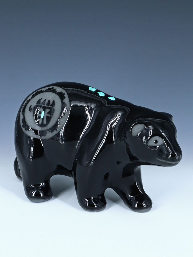 San Juan Pueblo Black Pottery Bear - PuebloDirect.com