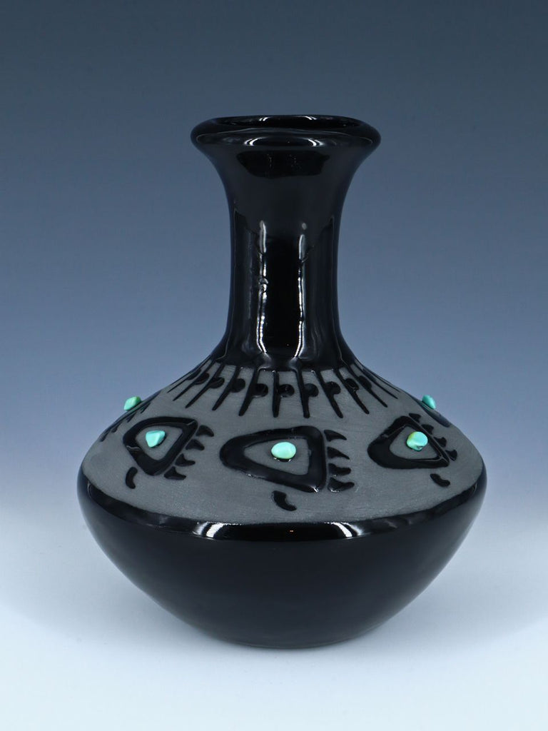 San Juan Pueblo Black Pottery Vase - PuebloDirect.com