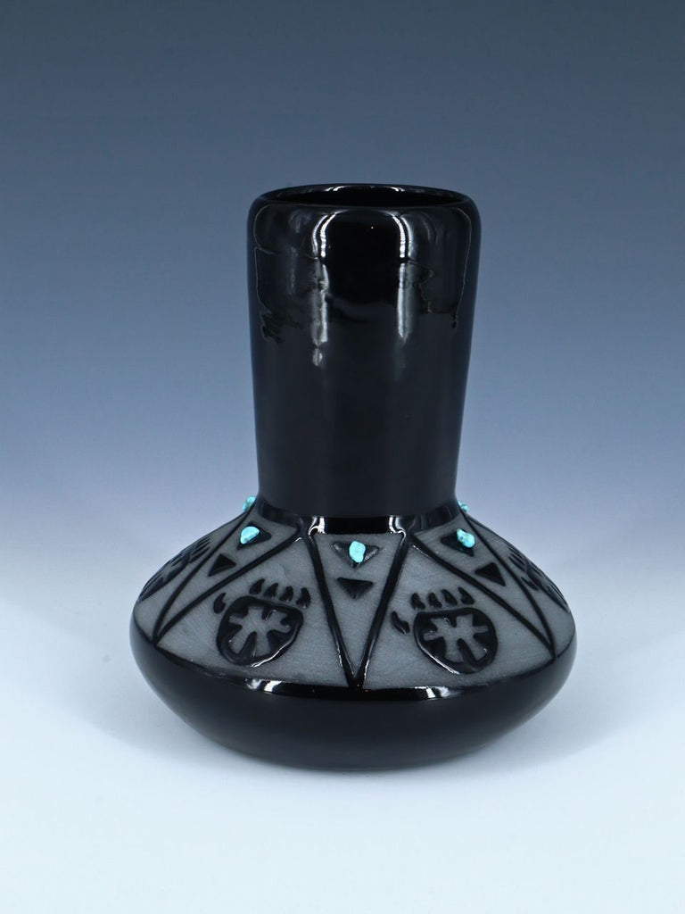 San Juan Pueblo Black Pottery Vase - PuebloDirect.com