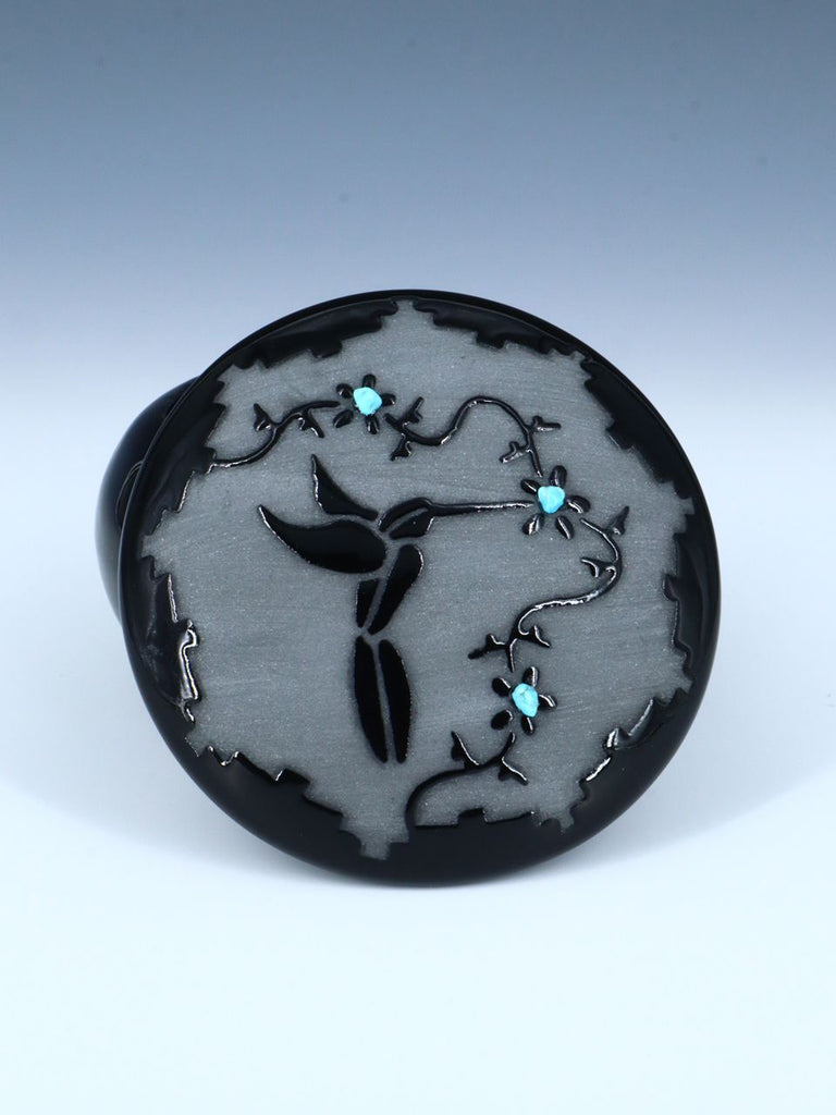 San Juan Pueblo Black Pottery Hummingbird Jewelry Box - PuebloDirect.com