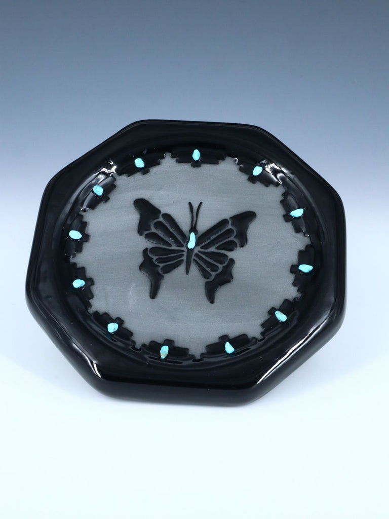 San Juan Pueblo Black Pottery Butterfly Jewelry Box - PuebloDirect.com