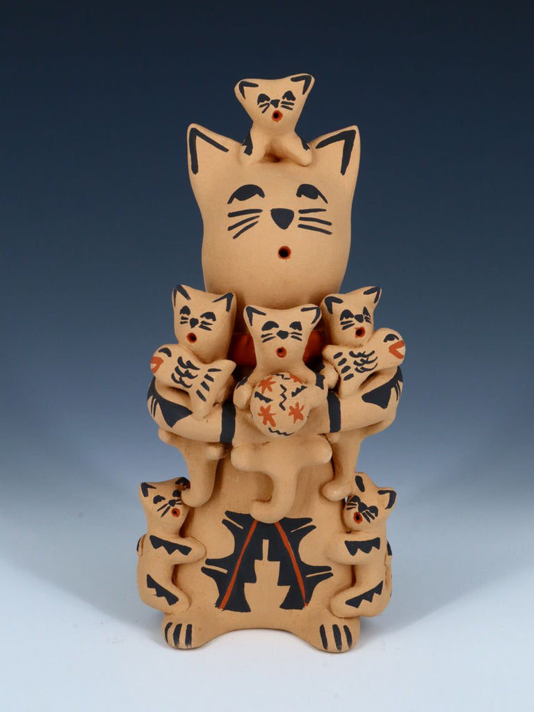 Jemez Pueblo Pottery Cat Storyteller Figurine - PuebloDirect.com