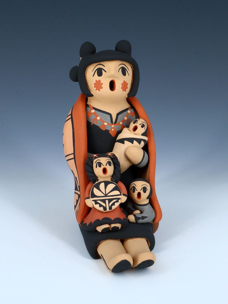 Jemez Pueblo Pottery Three Baby Storyteller - PuebloDirect.com