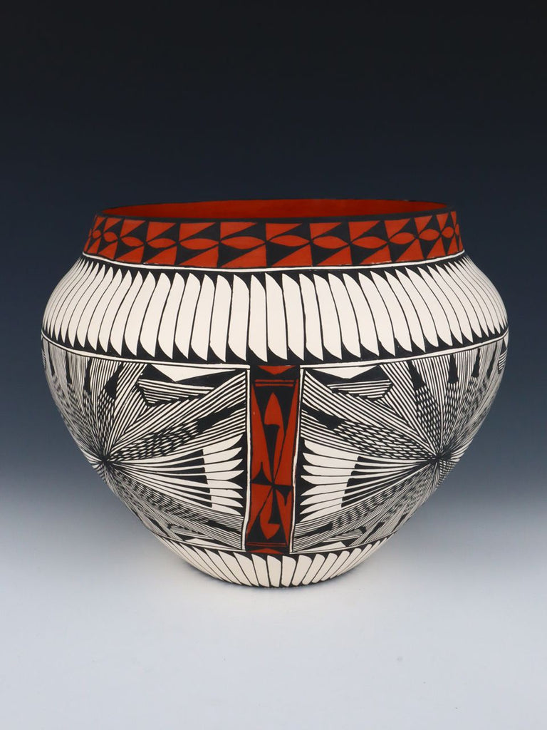 Acoma Pueblo Black and White Fine Line Pottery Bowl - PuebloDirect.com