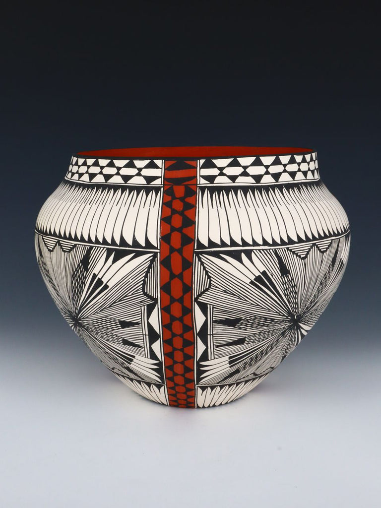 Acoma Pueblo Black and White Fine Line Pottery Bowl - PuebloDirect.com