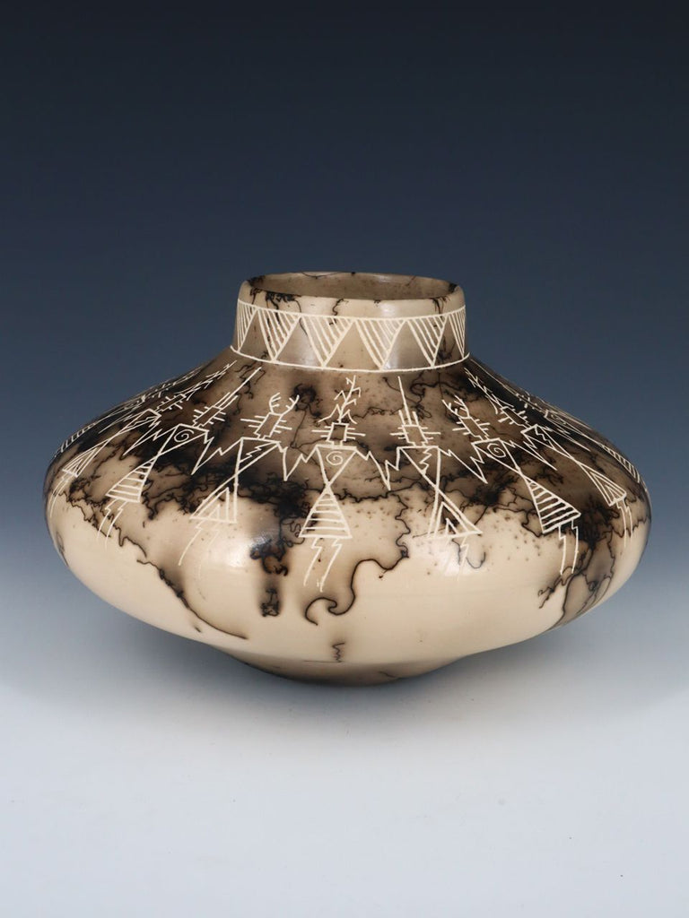 Acoma Etched Friendship Dancer Horsehair Pottery - PuebloDirect.com