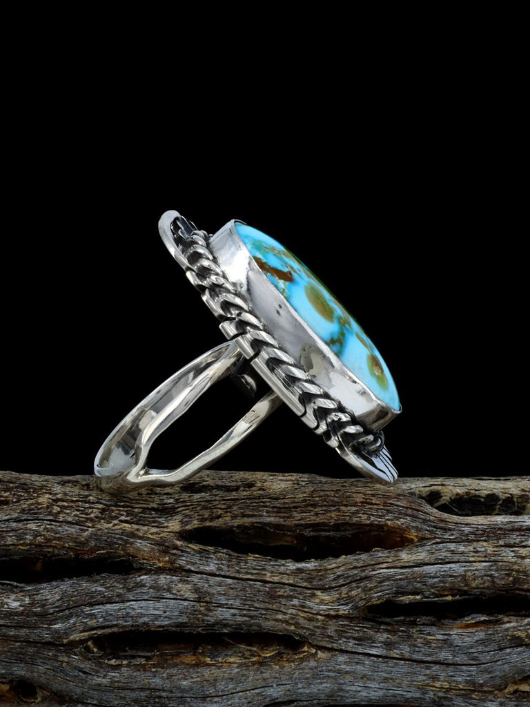 Sterling Silver Kingman Turquoise Adjustable Ring, Size 8+ - PuebloDirect.com
