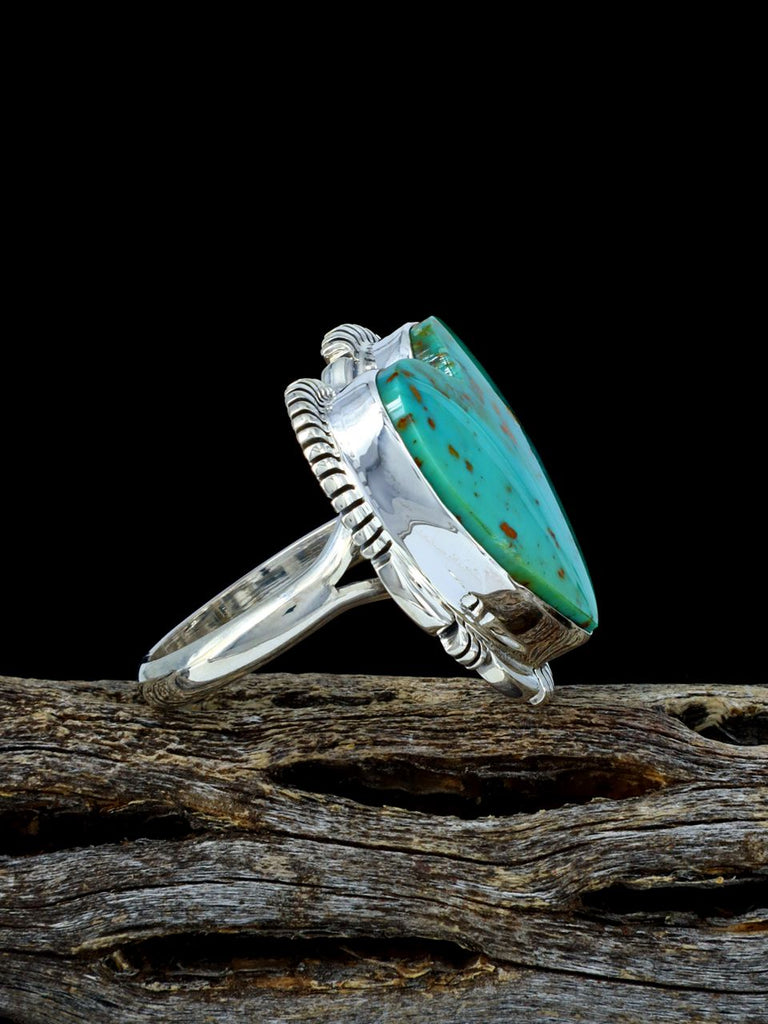Native American Kingman Turquoise Heart Ring, Size 6 1/2 - PuebloDirect.com