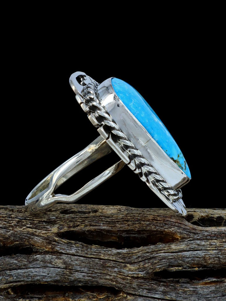 Sterling Silver Kingman Turquoise Adjustable Ring, Size 9+ - PuebloDirect.com