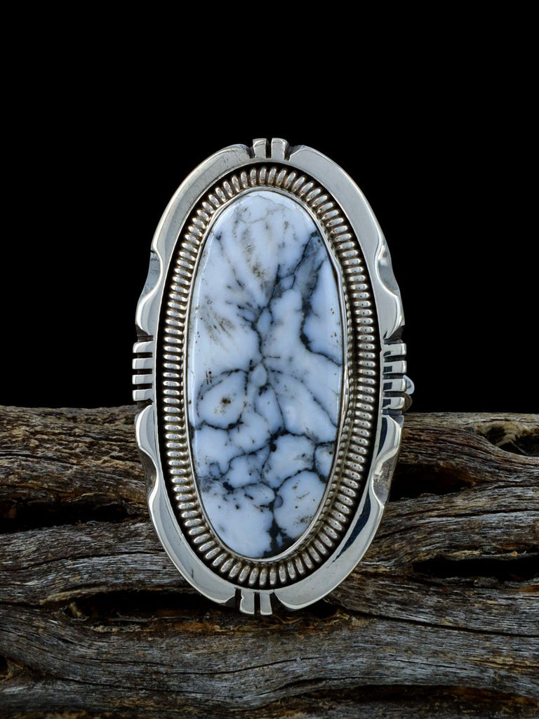 Native American White Buffalo Adjustable Ring, Size 9+ - PuebloDirect.com