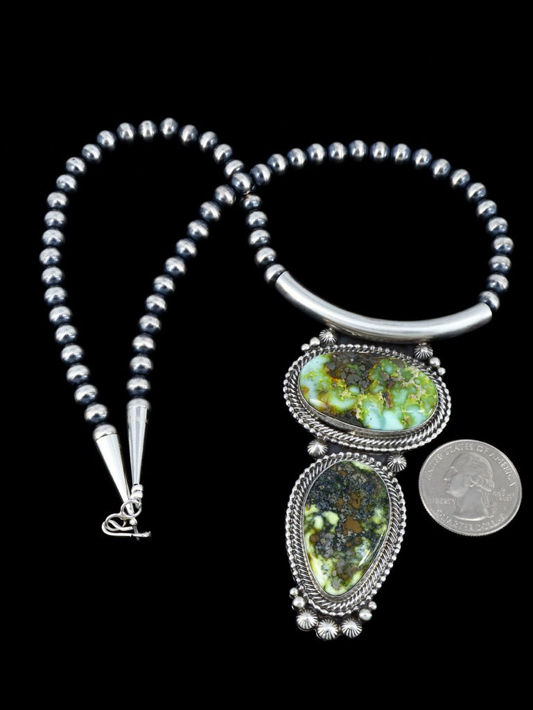Native American Jewelry Sterling Silver Palomino Variscite Necklace - PuebloDirect.com