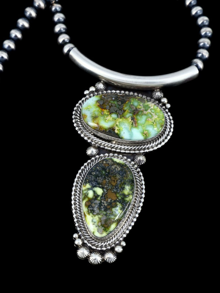 Native American Jewelry Sterling Silver Palomino Variscite Necklace - PuebloDirect.com