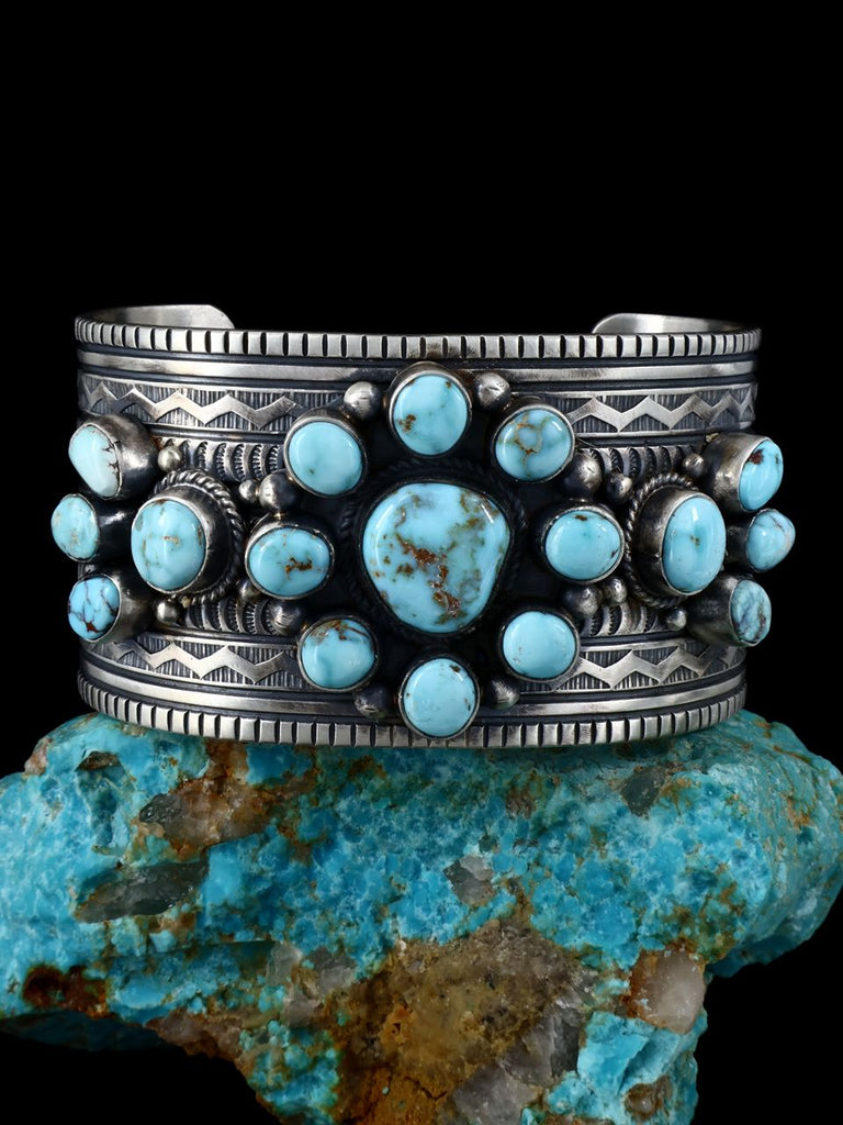 Native American Sterling Silver Natural Dry Creek Turquoise Cuff Bracelet - PuebloDirect.com