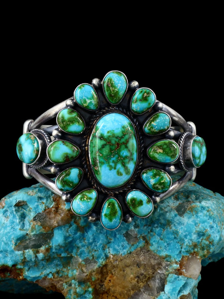 Native American Jewelry Sonoran Gold Turquoise Cluster Cuff Bracelet - PuebloDirect.com