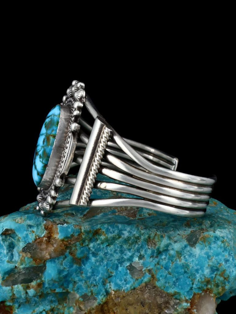 Native American Sterling Silver Kingman Turquoise Bracelet - PuebloDirect.com