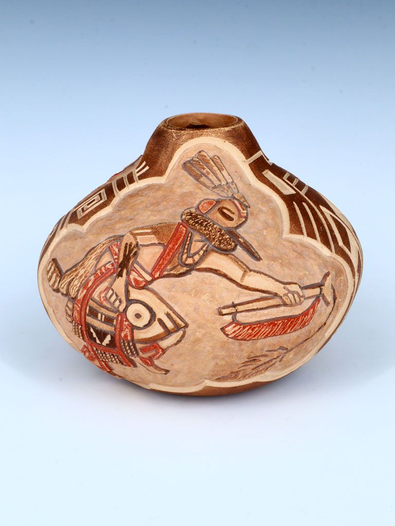Hopi Hand Coiled Carved Kachina Dancer Pottery - PuebloDirect.com