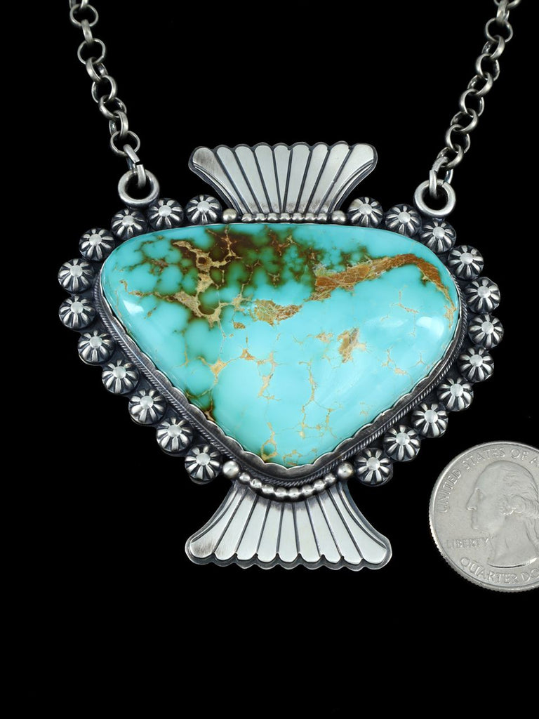Native American Jewelry Royston Turquoise Large Pendant Necklace - PuebloDirect.com