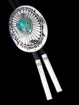 Native American Sterling Silver Royston Turquoise Bolo Tie - PuebloDirect.com