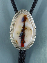 Native American Sterling Silver Montana Agate Bolo Tie