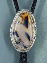 Native American Sterling Silver Montana Agate Bolo Tie