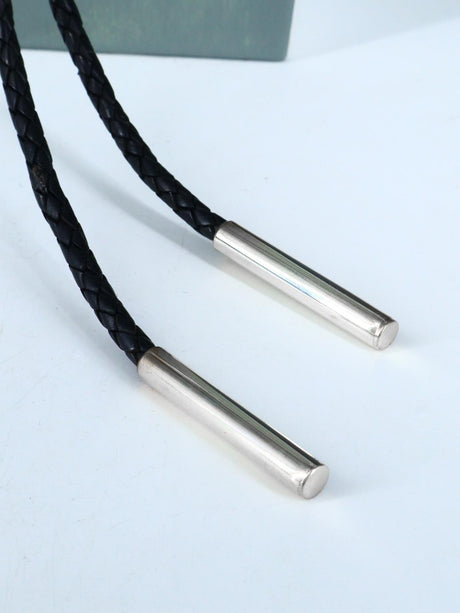 Navajo Made Sterling Silver White Buffalo Bolo Tie